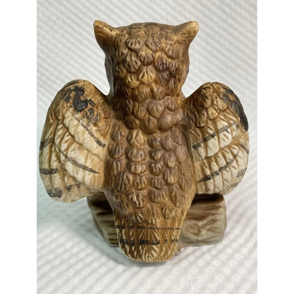 1970's Home Interiors Porcelain Bisque Owl Figurine Shelf Sitter Decor